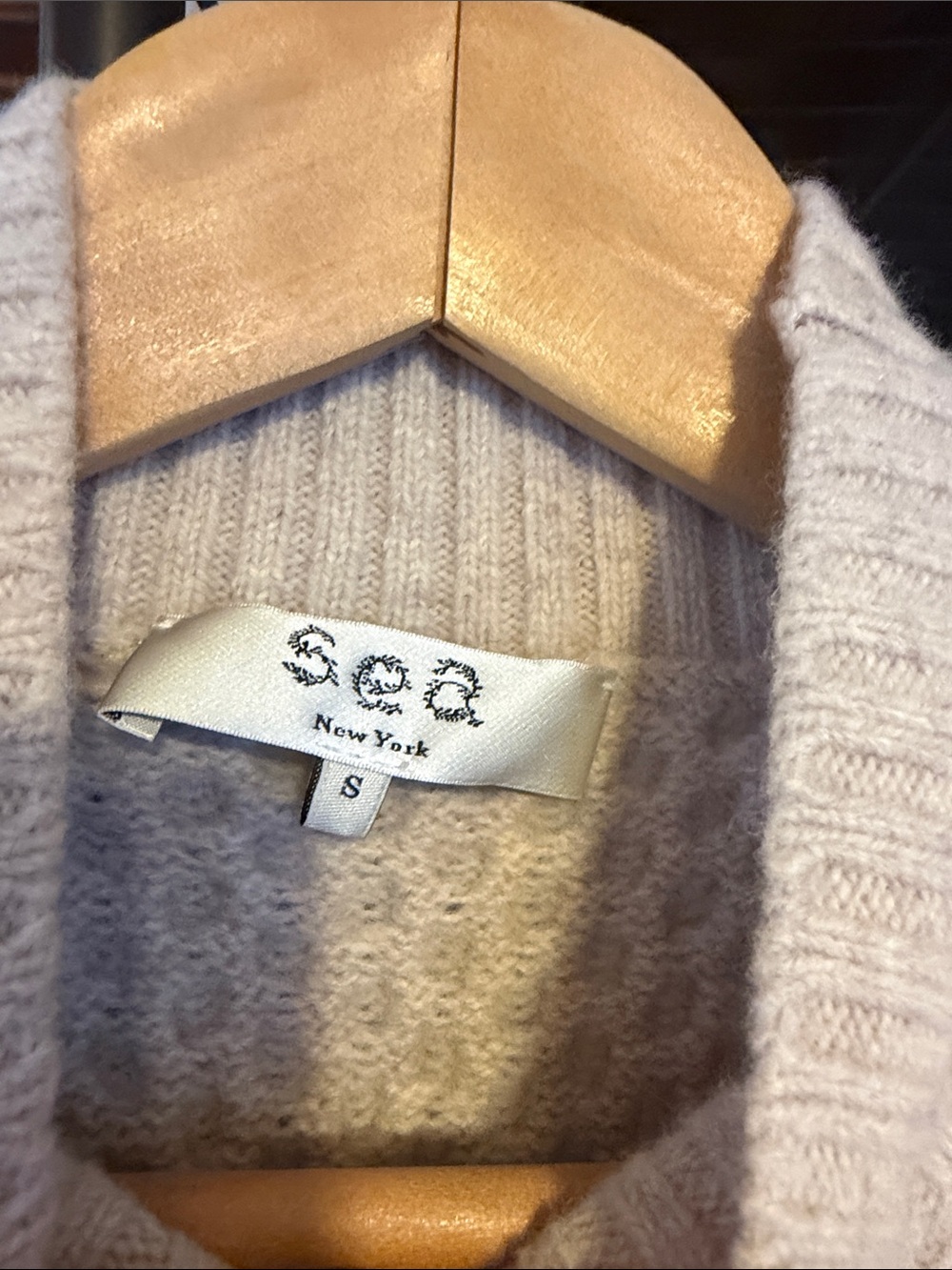 Sea New York Cable Stitch Sweater Extrafine Merino Wool in Barley Small Luxury - Picture 15 of 16
